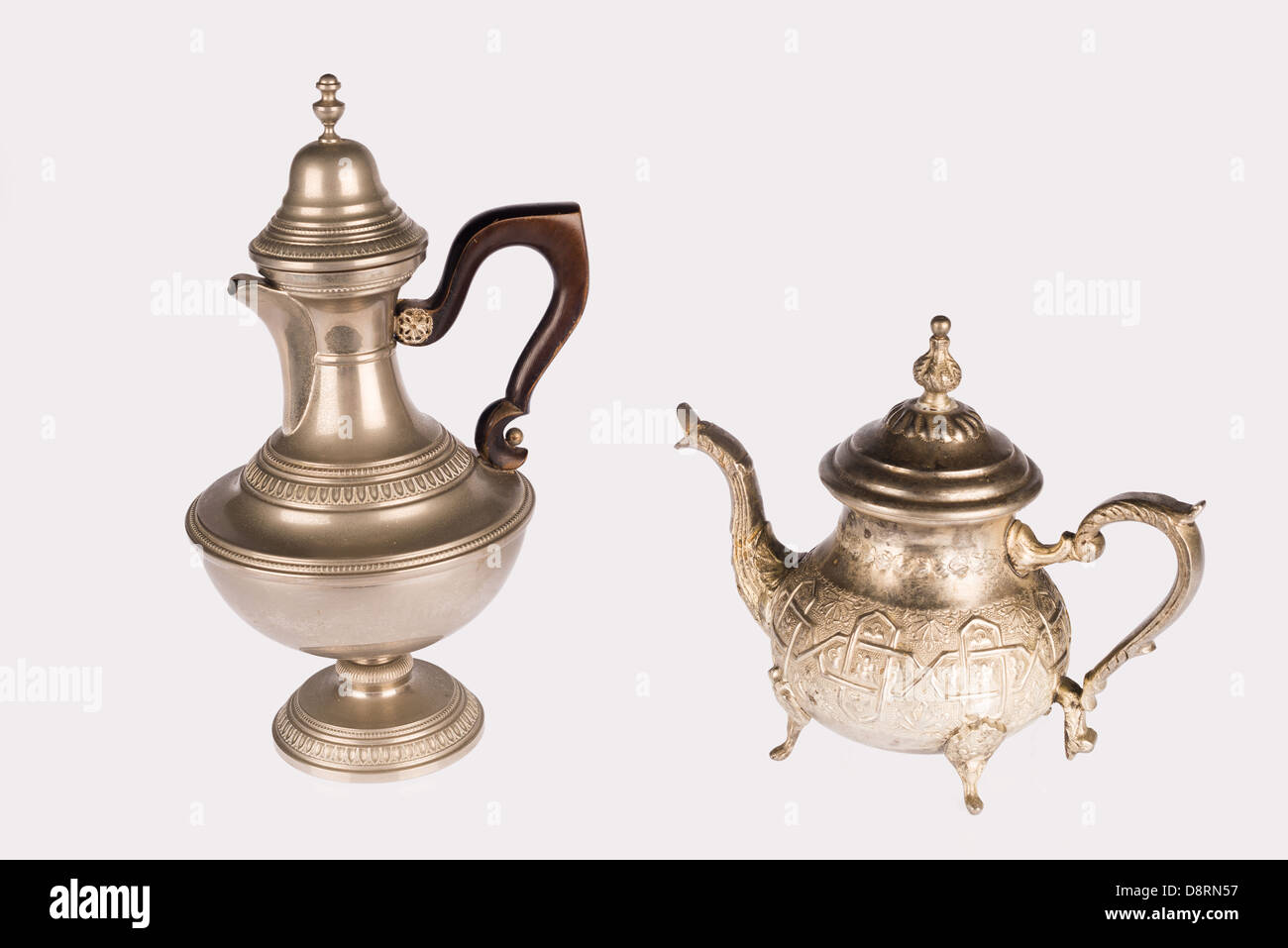 Two Moroccan teapots isolated on white background Stock Photo Alamy