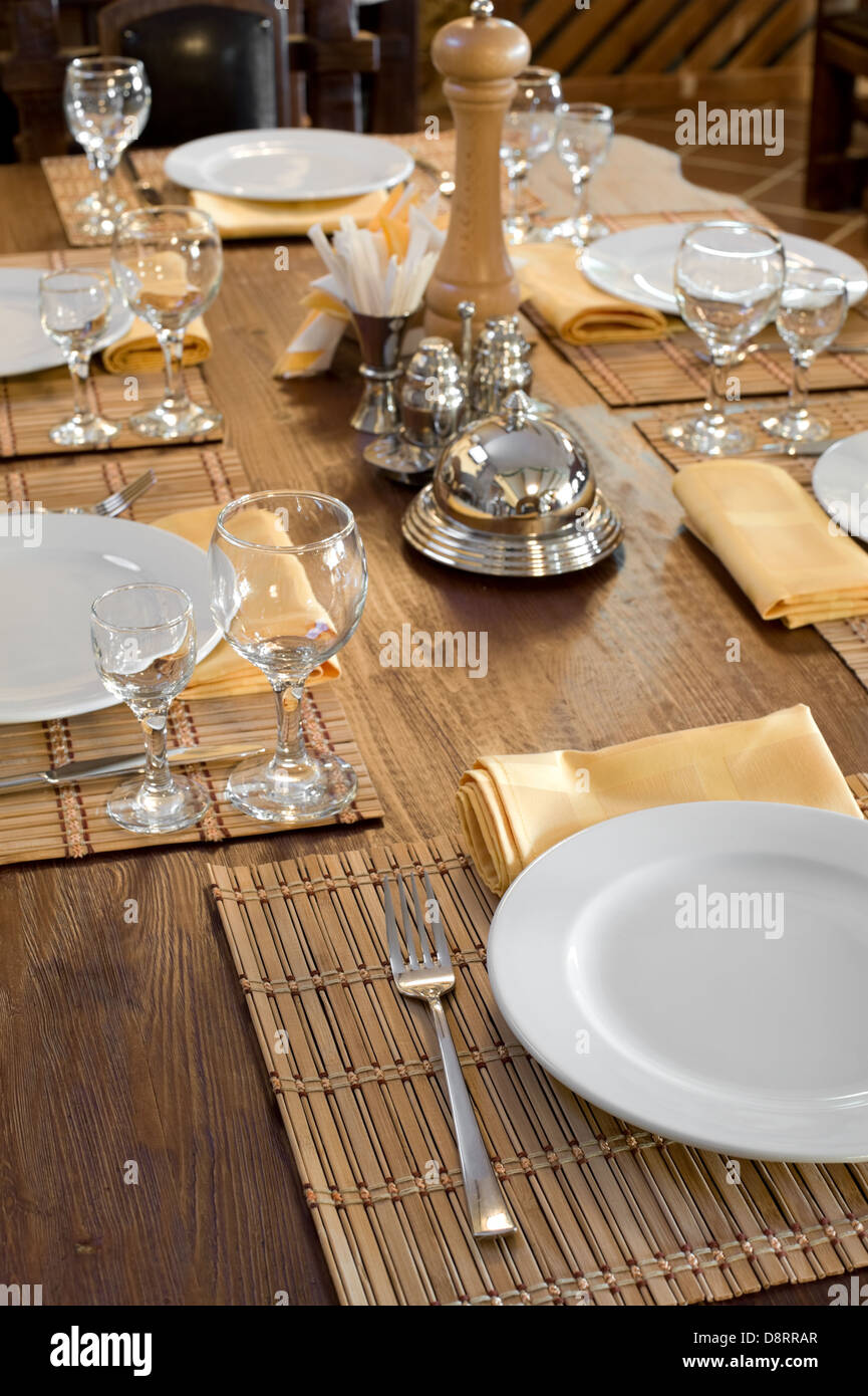 restaurant table setting Stock Photo