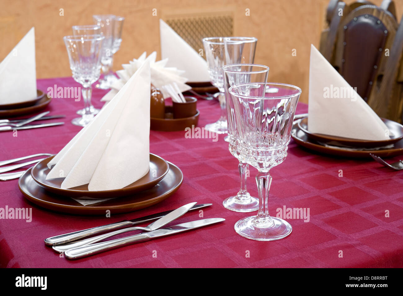 restaurant laid table Stock Photo