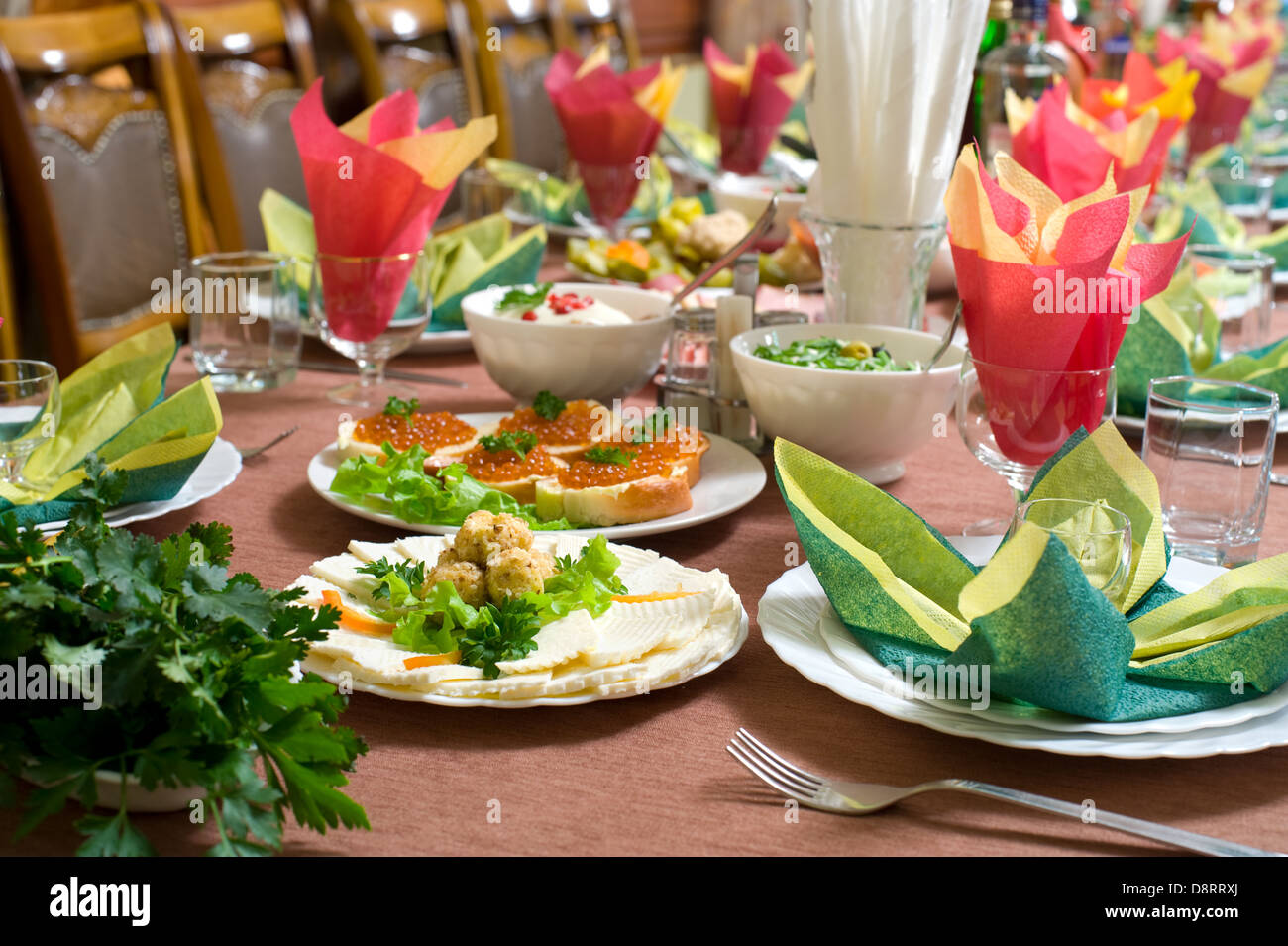 banquet table Stock Photo