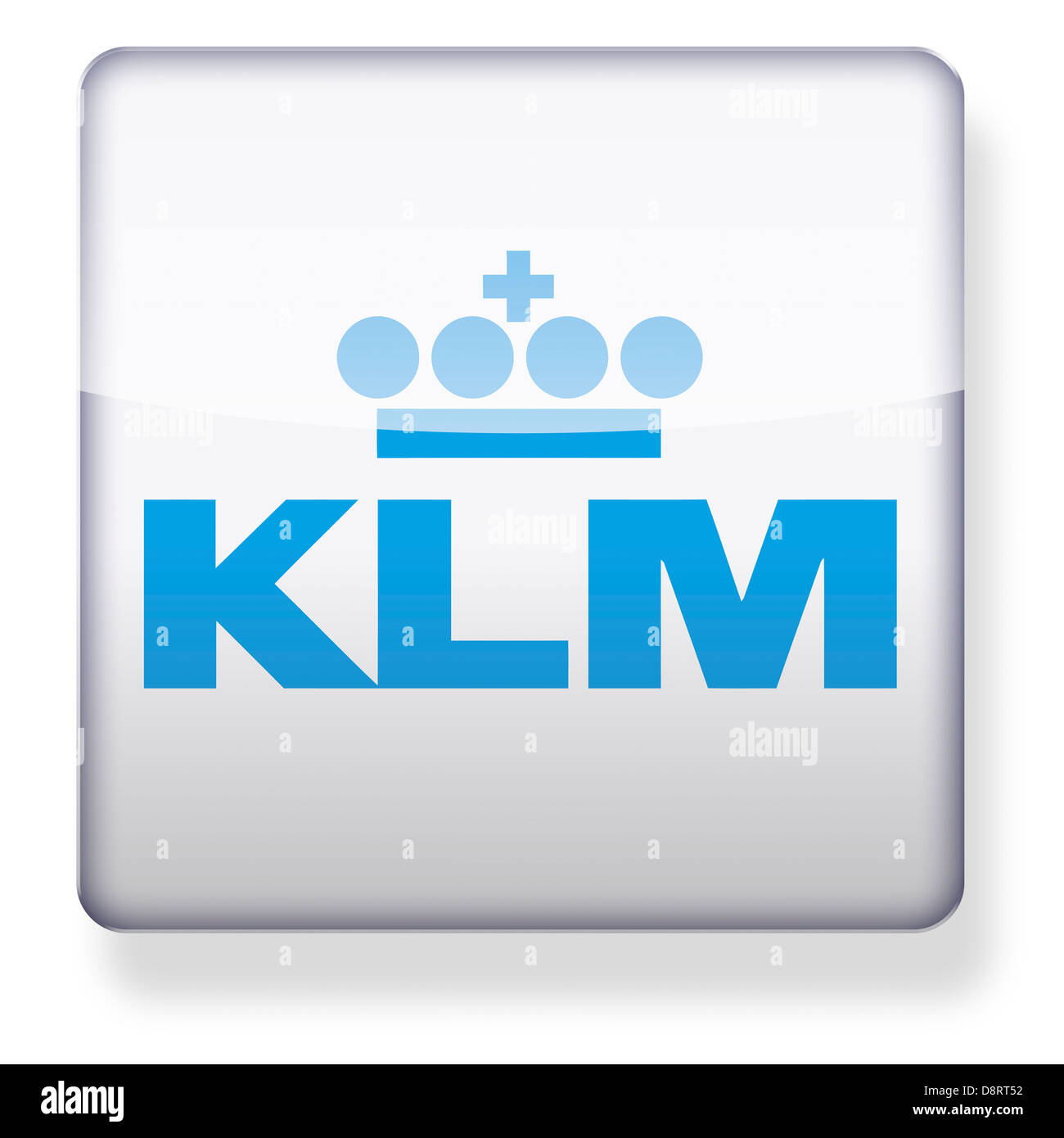 KLM Royal Dutch Airlines logo as an app icon. Clipping path included. Stock Photo