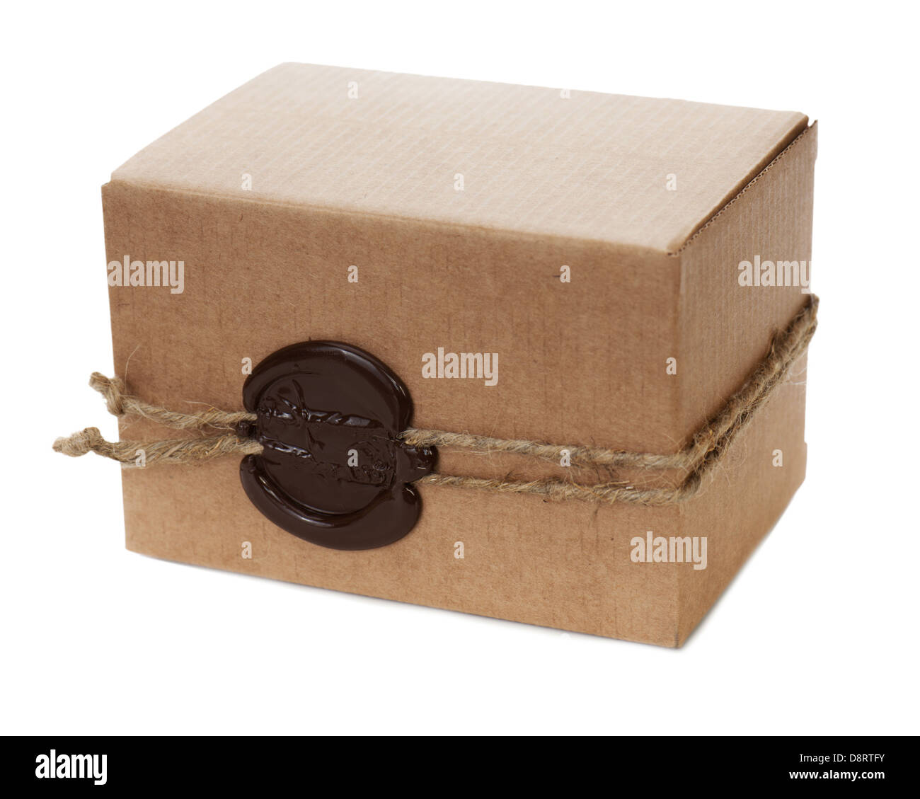 brown cardboard box with stamp isolated on white background Stock Photo