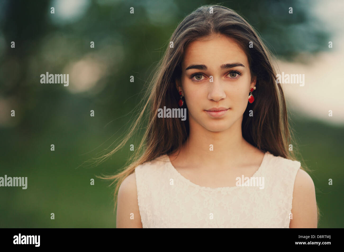 young beautiful girl with long hair portrait Stock Photo - Alamy