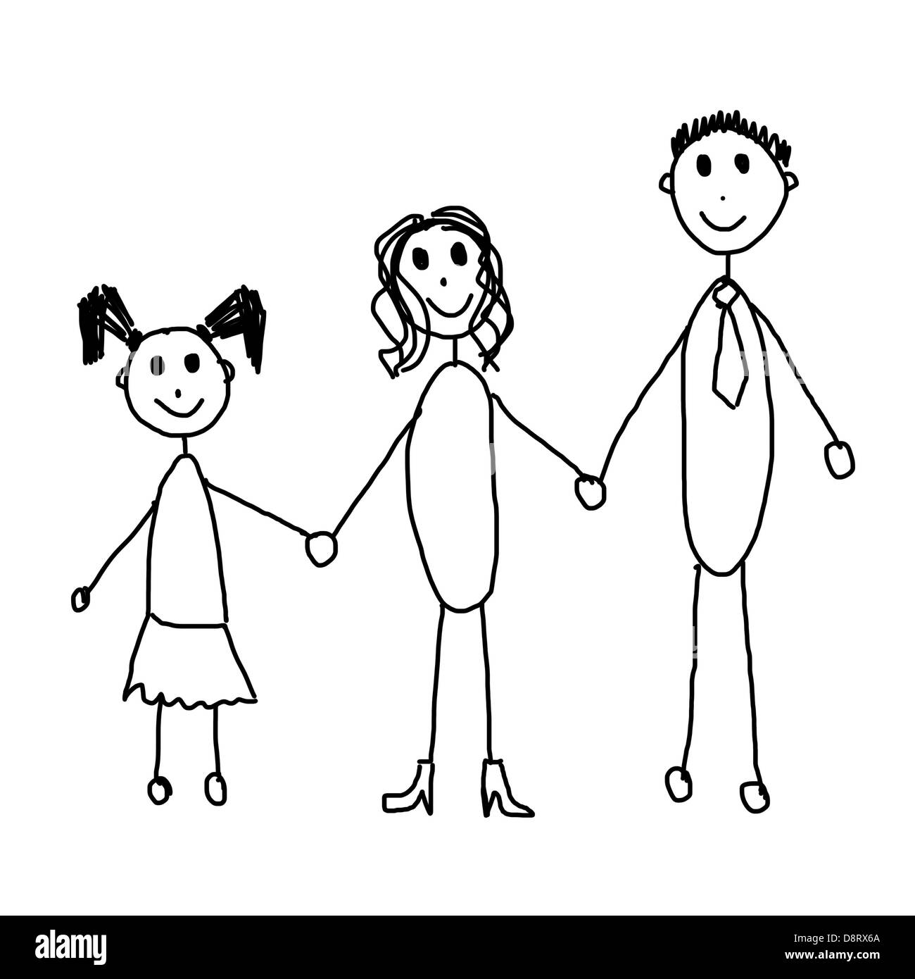 drawing of family Stock Photo