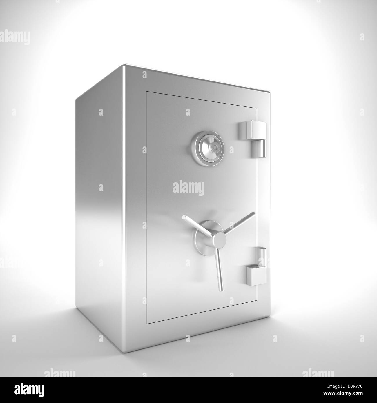 3d image of classic steel safe Stock Photo