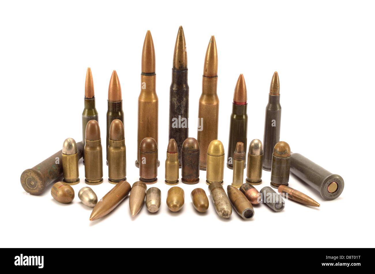 bullets and cartridges on a white background Stock Photo