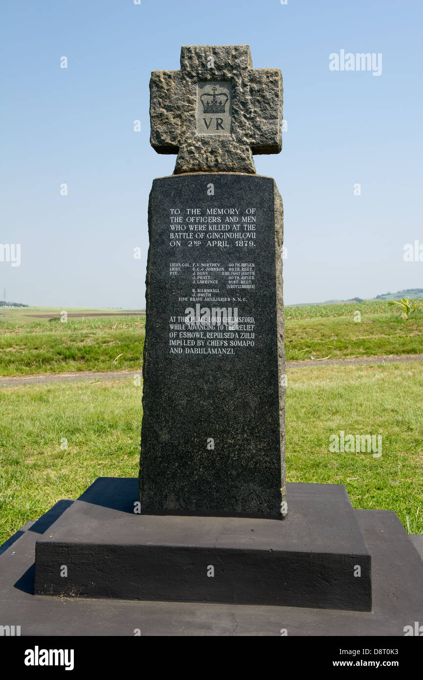 Memorial to the Battle of Gingindlovu of the Anglo Zulu war, South Africa Stock Photo