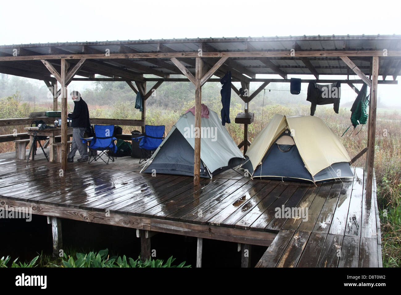 The Round Top camping platform located on the canoe trail in Okefenokee National Wildlife Refuge near Folkston, Georgia, USA Stock Photo