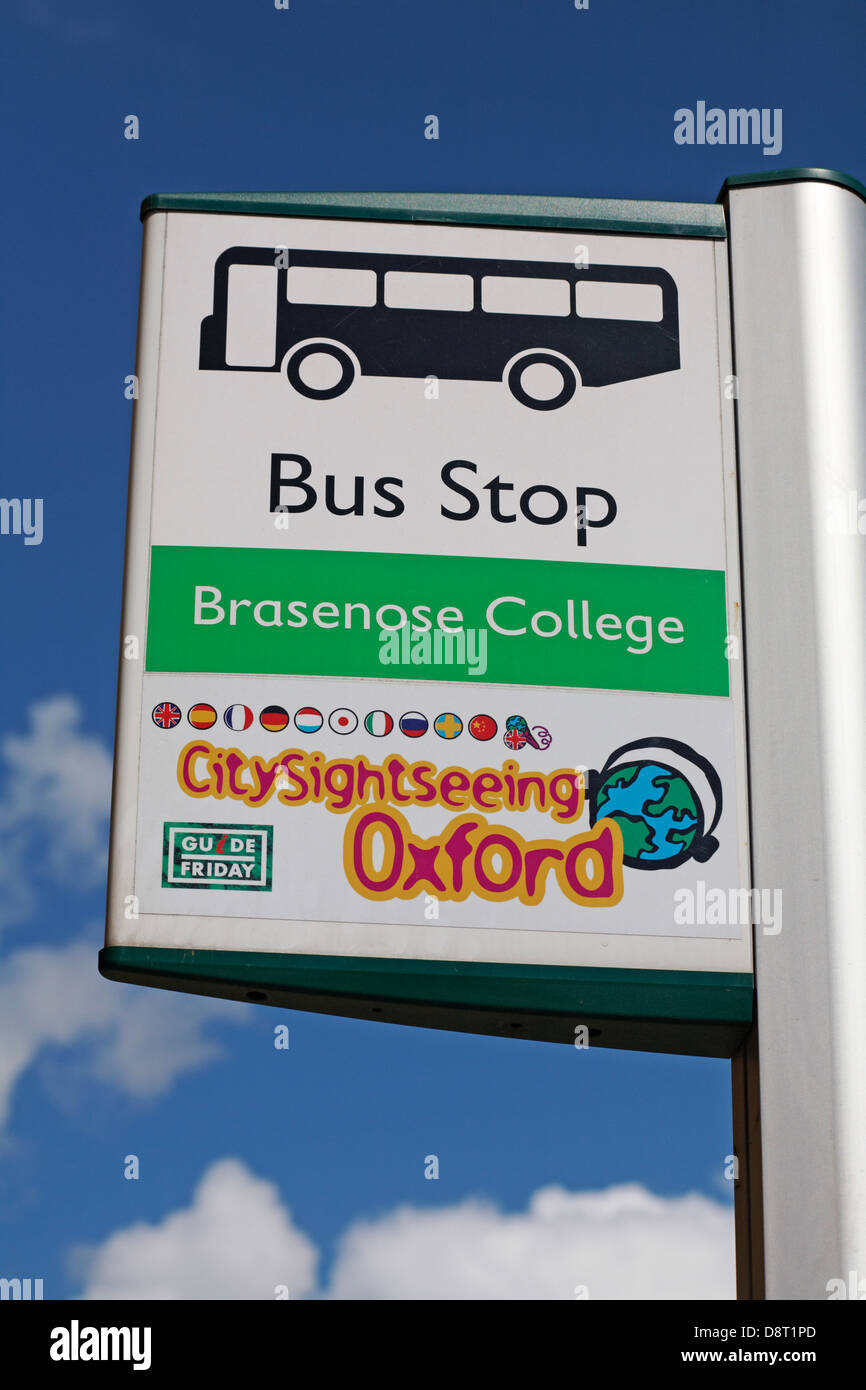 CitySightseeing Oxford bus stop at Brasenose College at Oxford