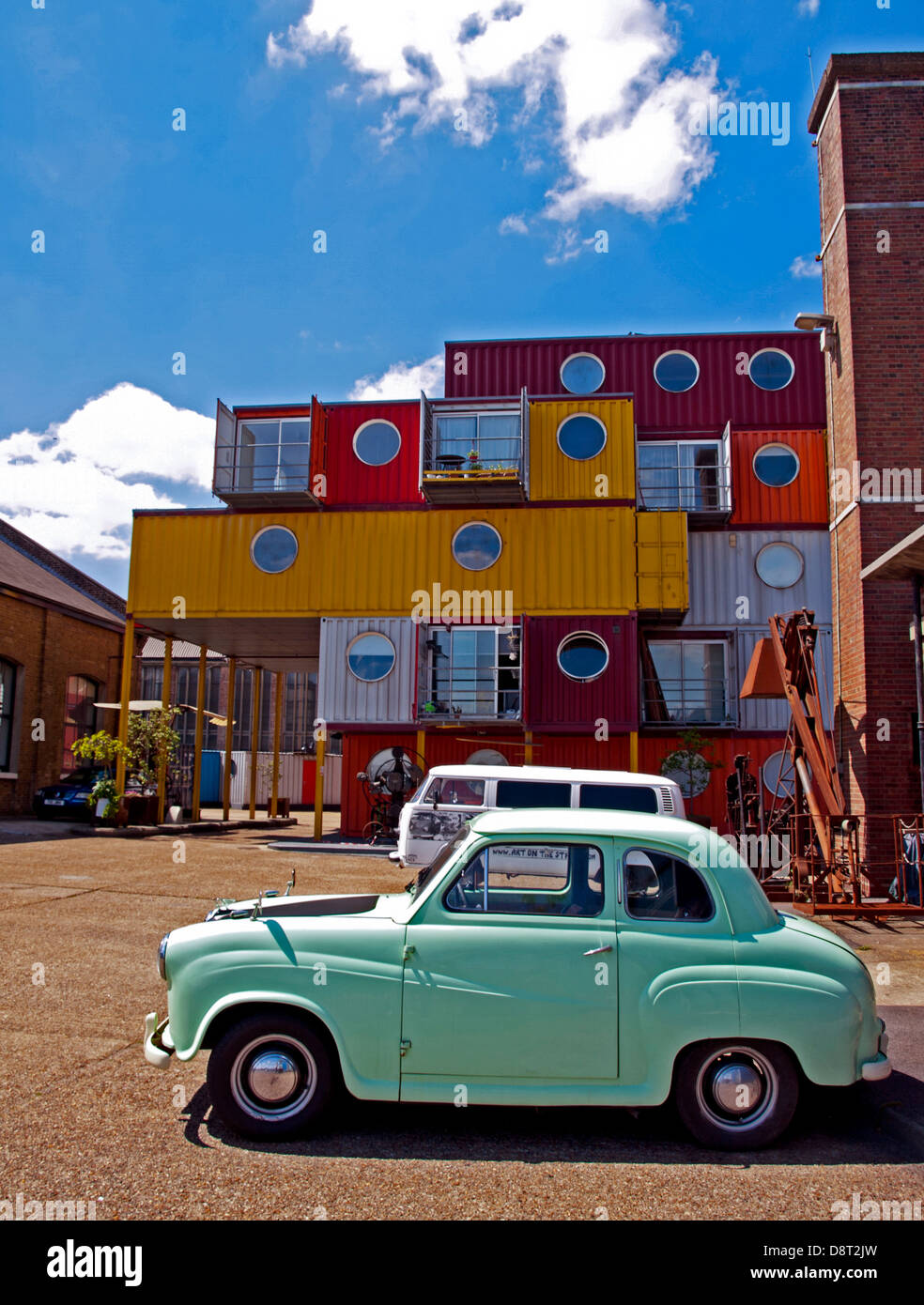 View of Container City 2 at Trinity Buoy Wharf, Orchard Place, London, England, United Kingdom Stock Photo
