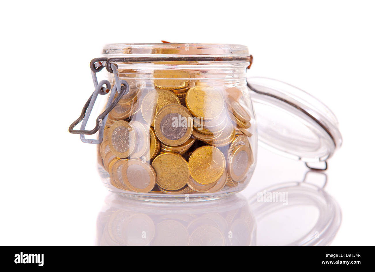 Money jar, isolated over white background Stock Photo - Alamy