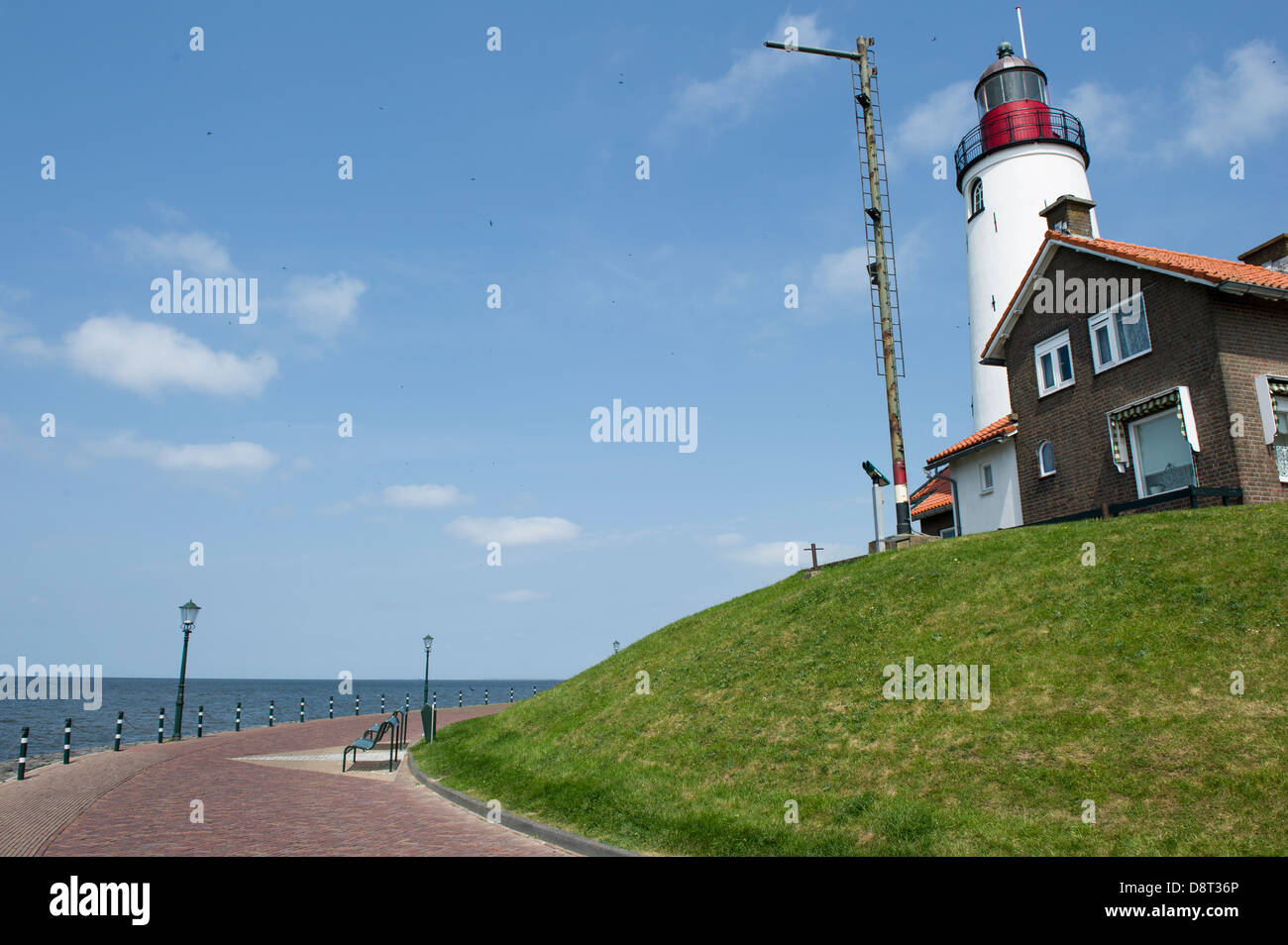 Urk Lighthouse, 18,5 meters high and was build in 1844. Its the only lighthouse at the IJsselmeer with fresnle lens Stock Photo