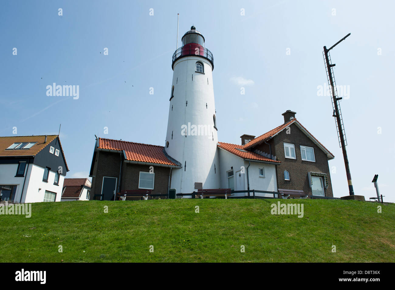 Urk Lighthouse, 18,5 meters high and was build in 1844. Its the only lighthouse at the IJsselmeer with fresnle lens Stock Photo