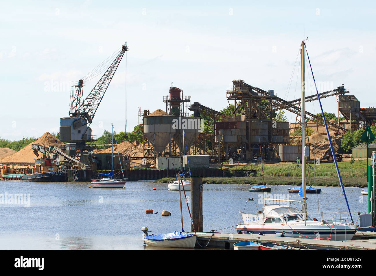 A ballast loading quay on the River Colne at Fingringhoe,Essex,UK Stock