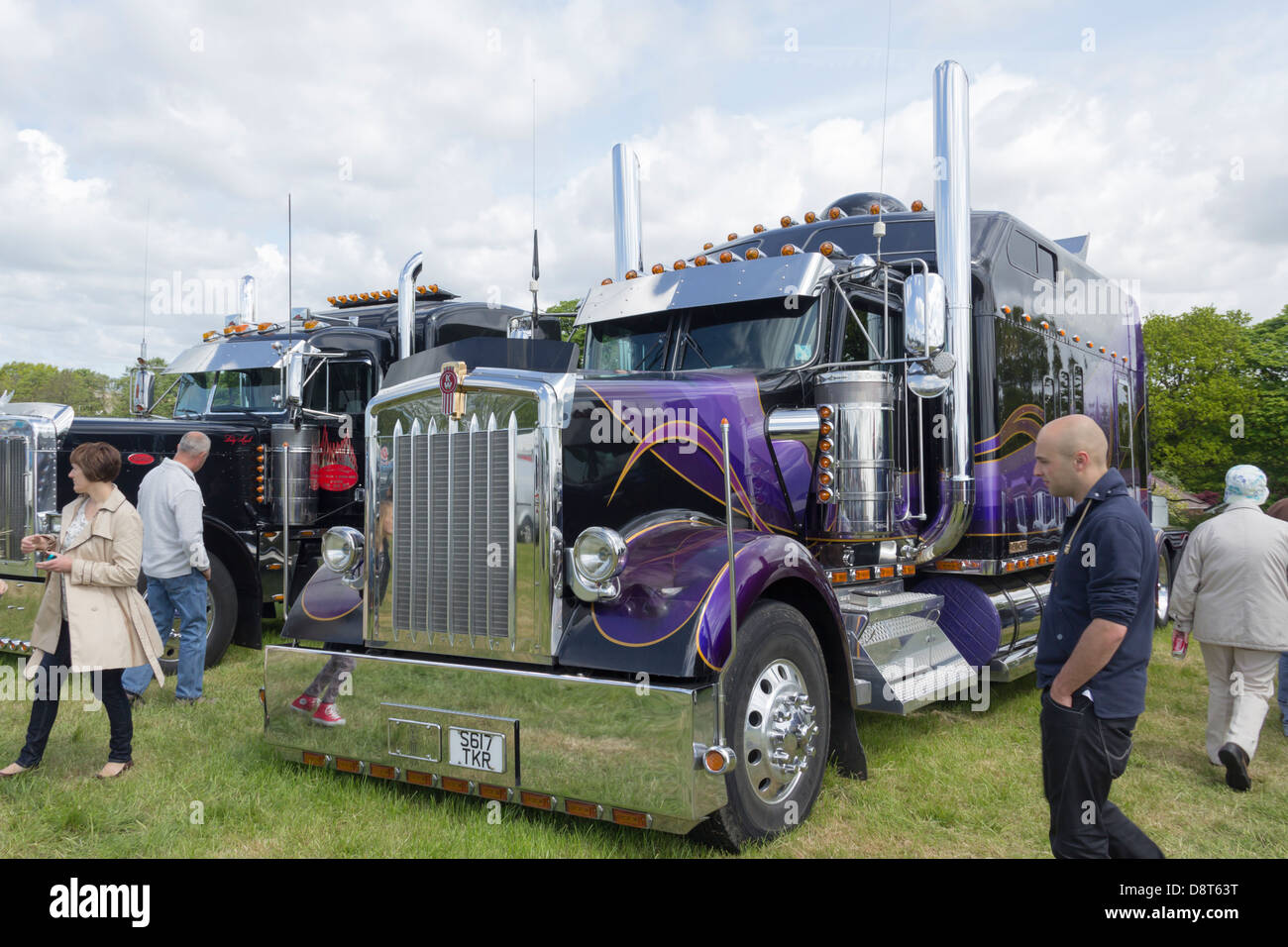 A customised Kenworth American supertruck on display in the commercial vehicle exhibition at the Heskin Hall Steam Fair 2013. Stock Photo