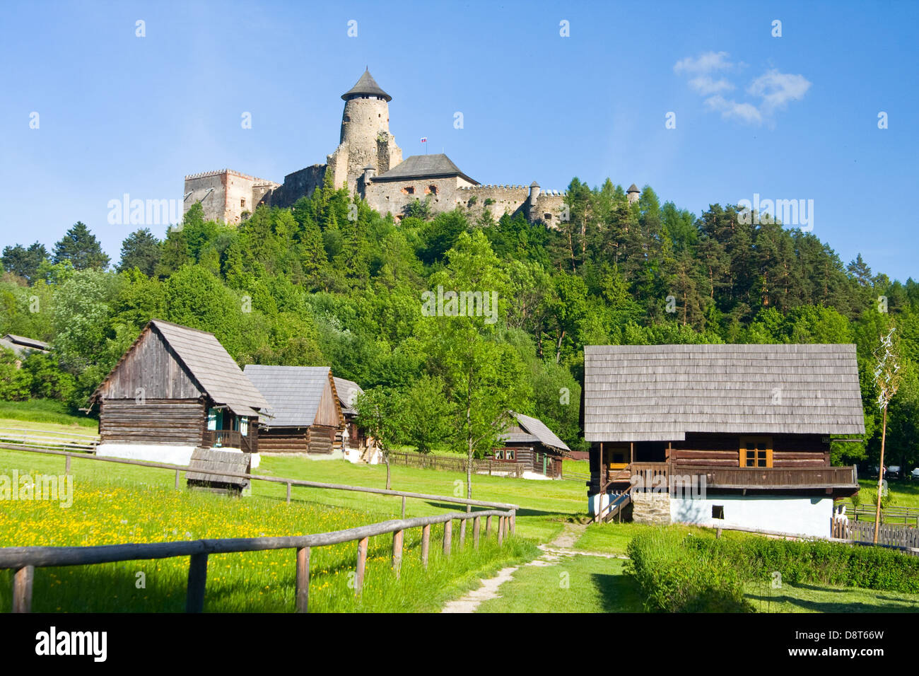 Stara Lubovna Castle and an open air folk museum, Slovakia  Stock Photo