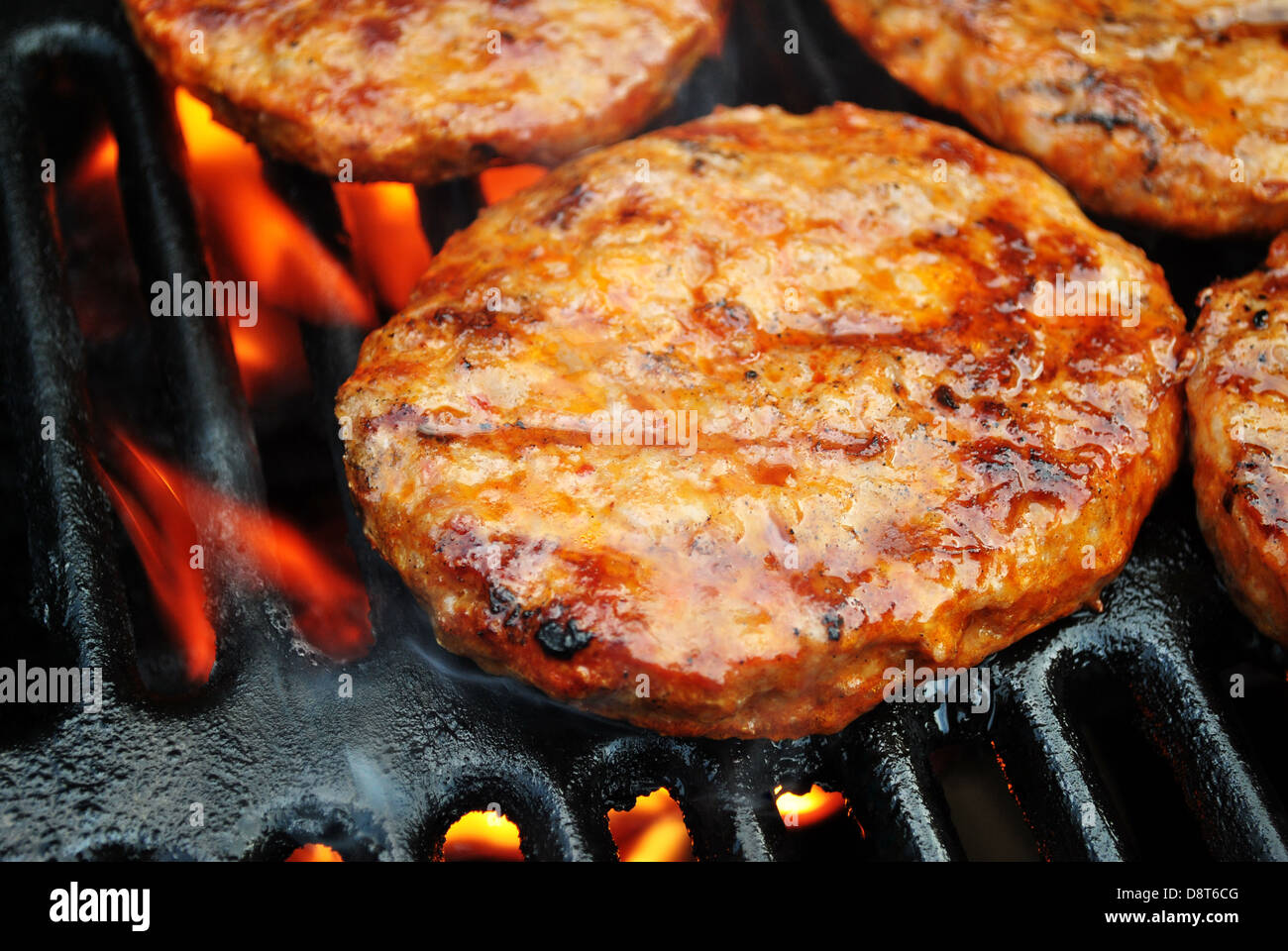 Flame Grilled Sausage Patties Stock Photo