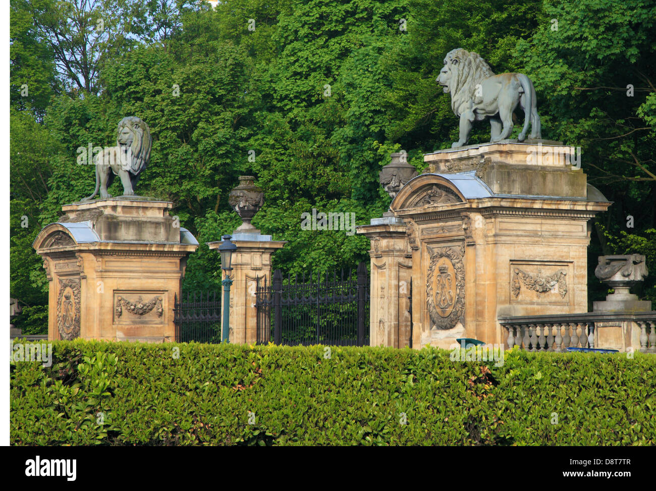 Belgium; Brussels; Royal Palace, garden, gate, Stock Photo