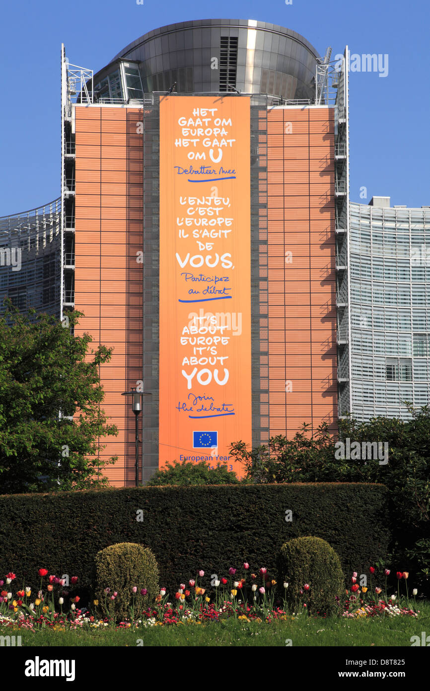 Belgium; Brussels; European Commission, Berlaymont Building, Stock Photo