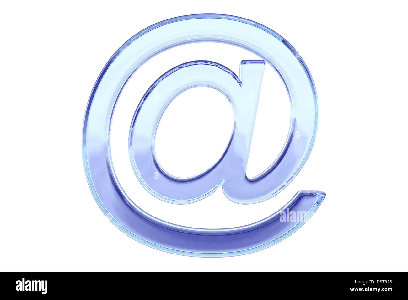blue glass `at` symbol Stock Photo - Alamy