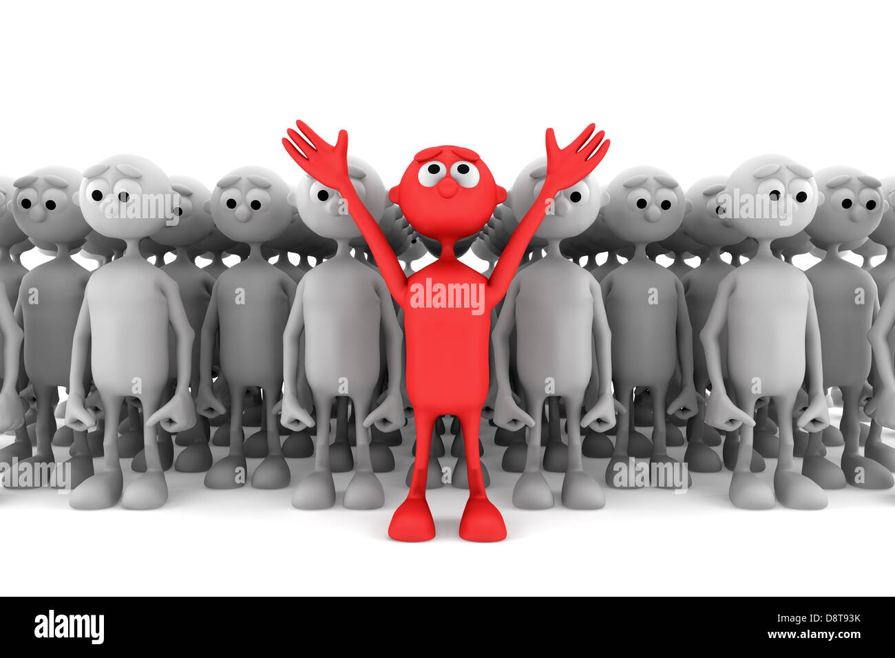 one red man stand out from the crowd Stock Photo