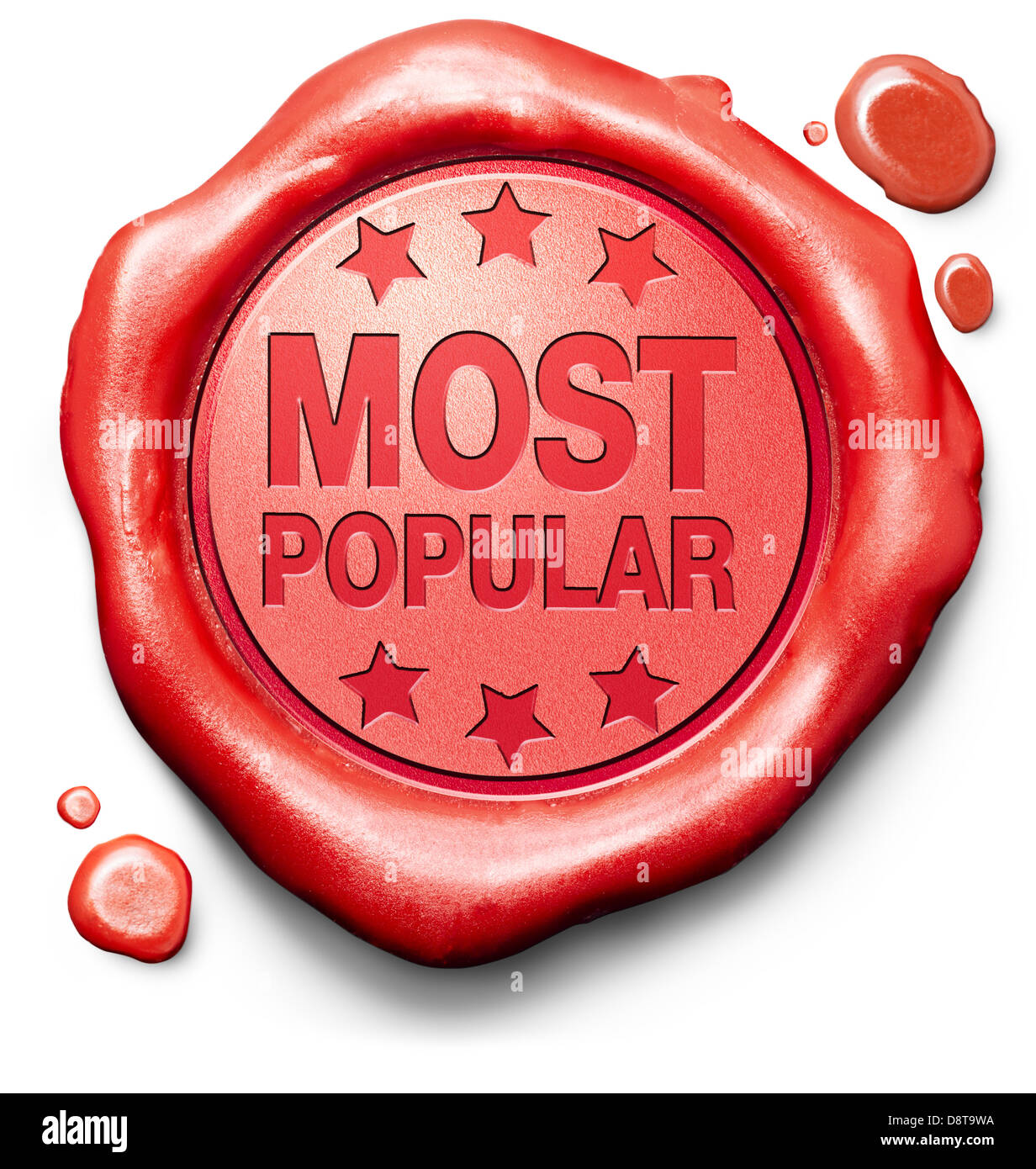 most popular top seller best value product market leader and hot item red stamp label or icon Stock Photo