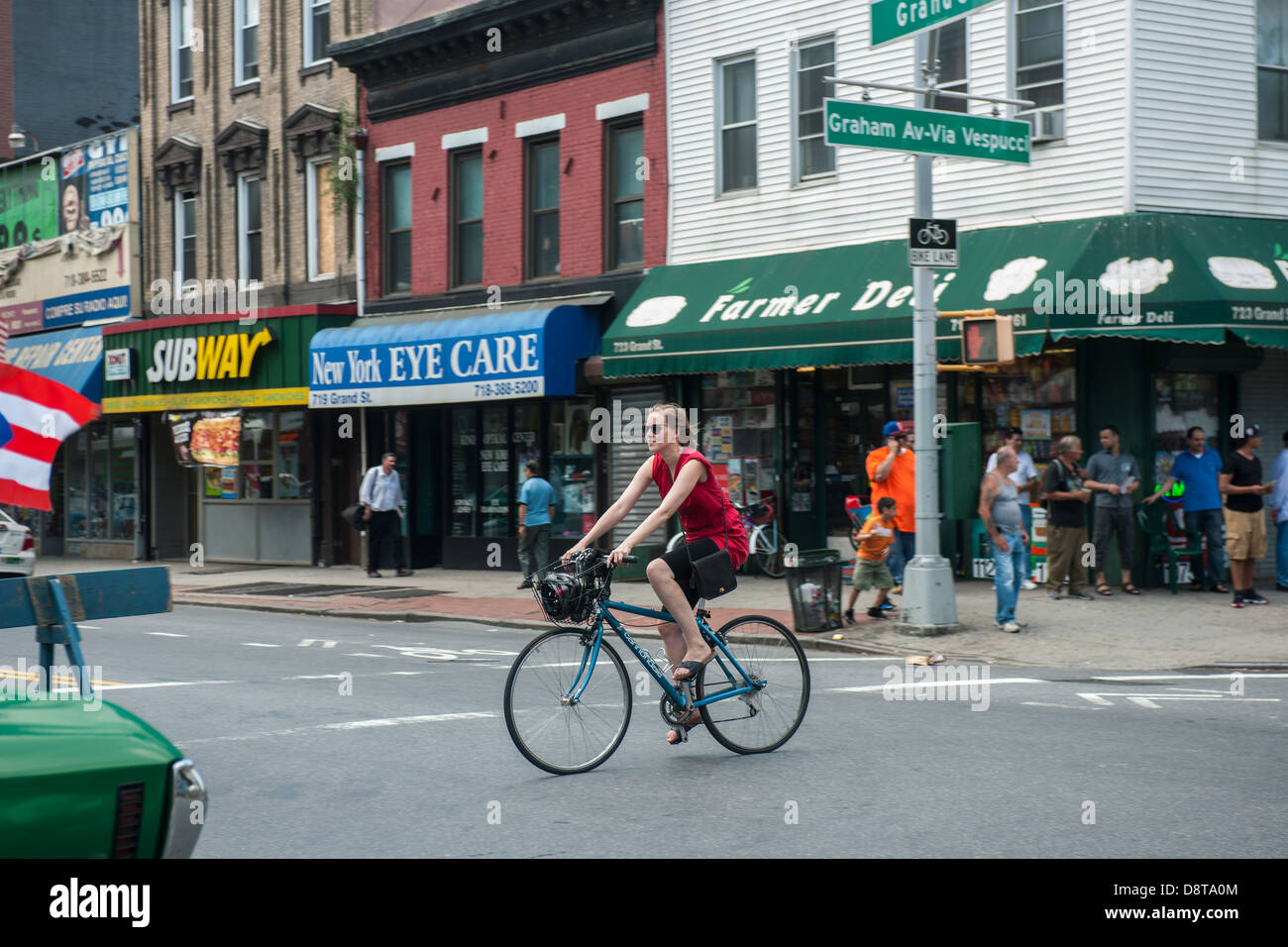 Shopping and other activities along the busy Graham Avenue CBD in the