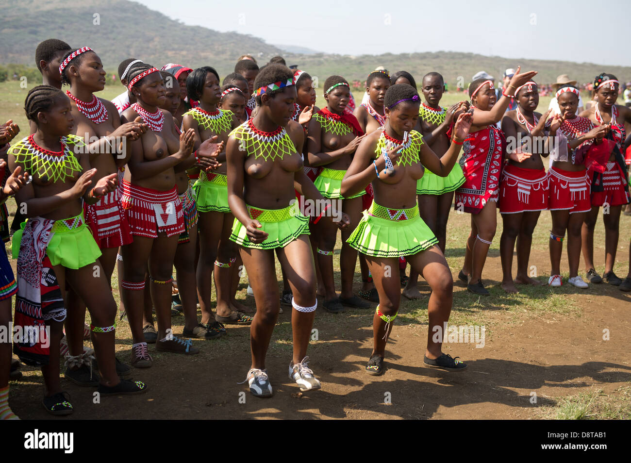 Zulu Reed Dance at eNyokeni Palace, Nongoma, South Africa Stock Photo