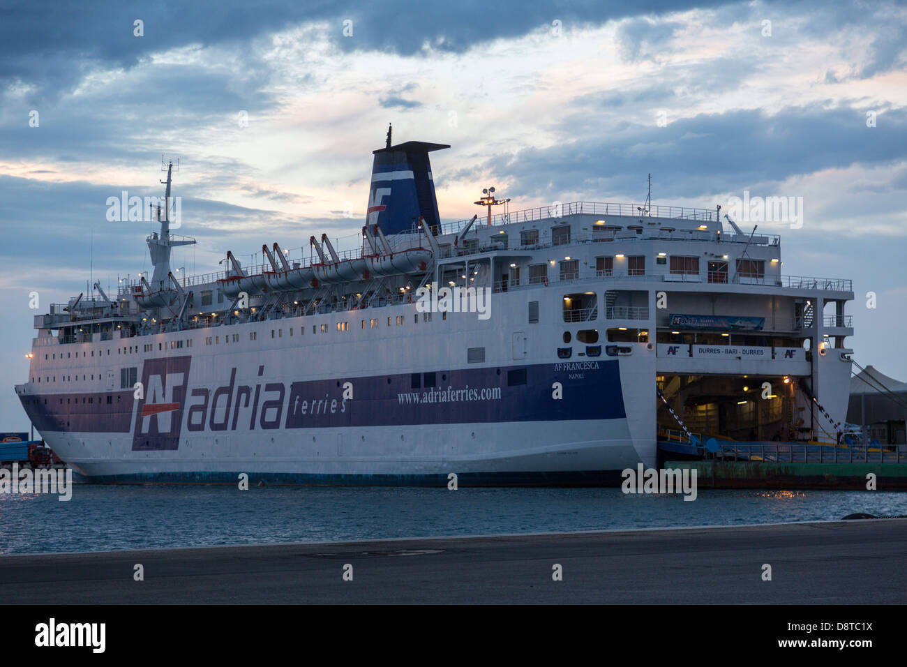 AF Francesca car ferry, Adria line, Bari harbour, Italy Stock Photo