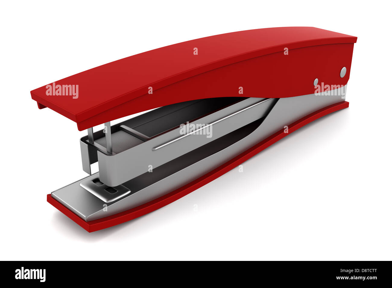 red stapler isolated on white background Stock Photo Alamy