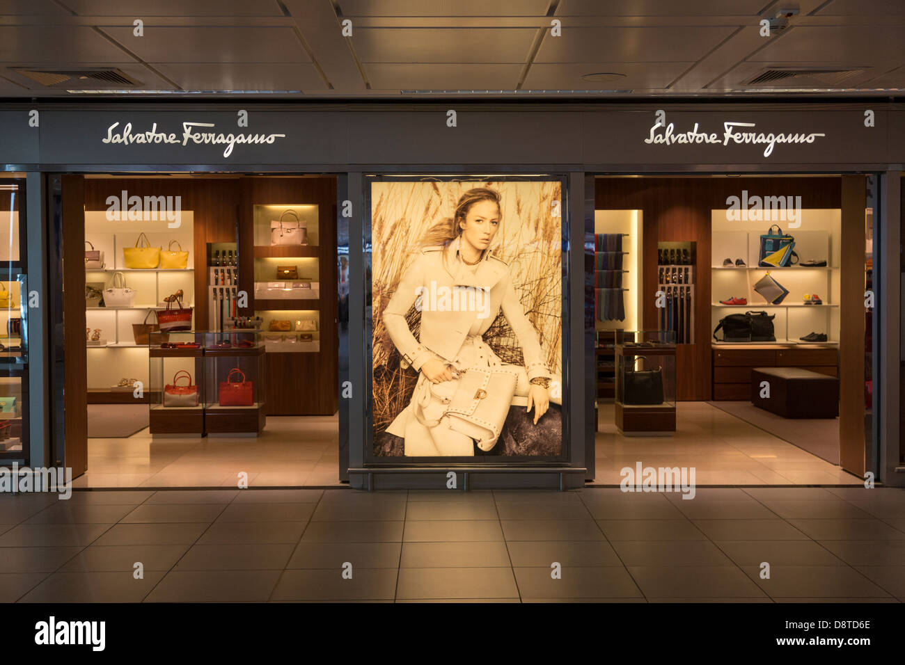 Salvatore Ferragamo shop Fiumicino Airport, Rome, Italy Stock Photo