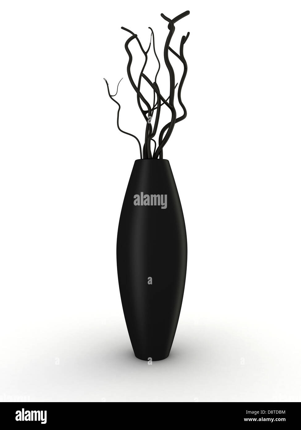 black vase with dry wood isolated on white Stock Photo - Alamy