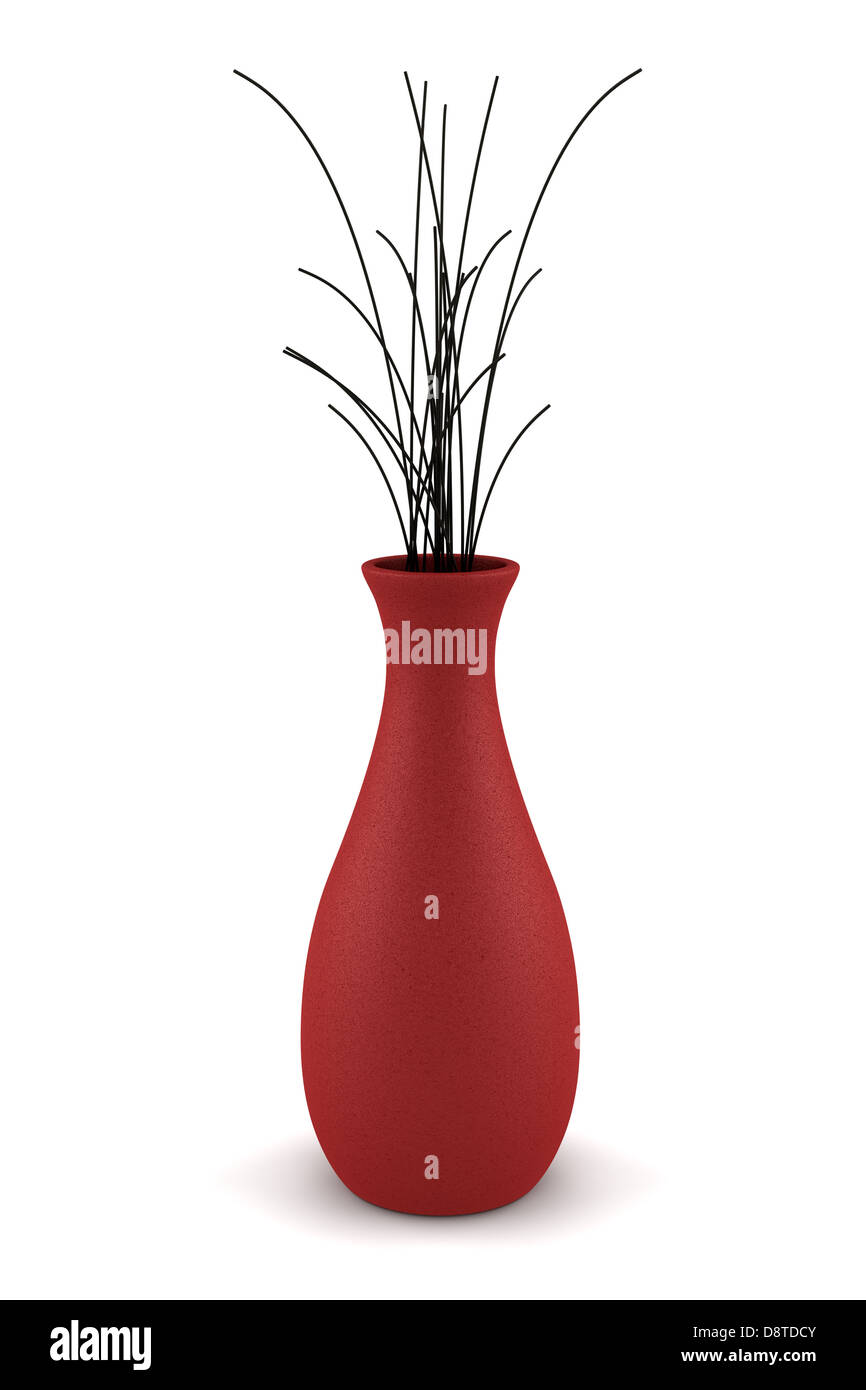 red vase with dry wood isolated on white Stock Photo Alamy