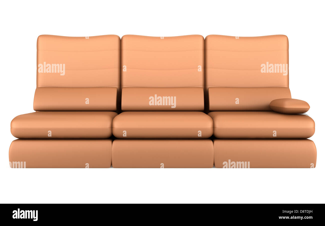 modern brown leather couch isolated on white Stock Photo