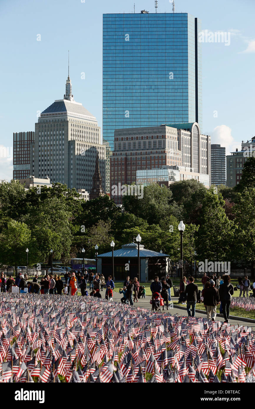 A sea of flags for Memorial Day on Boston Common, Boston, Massachusetts
