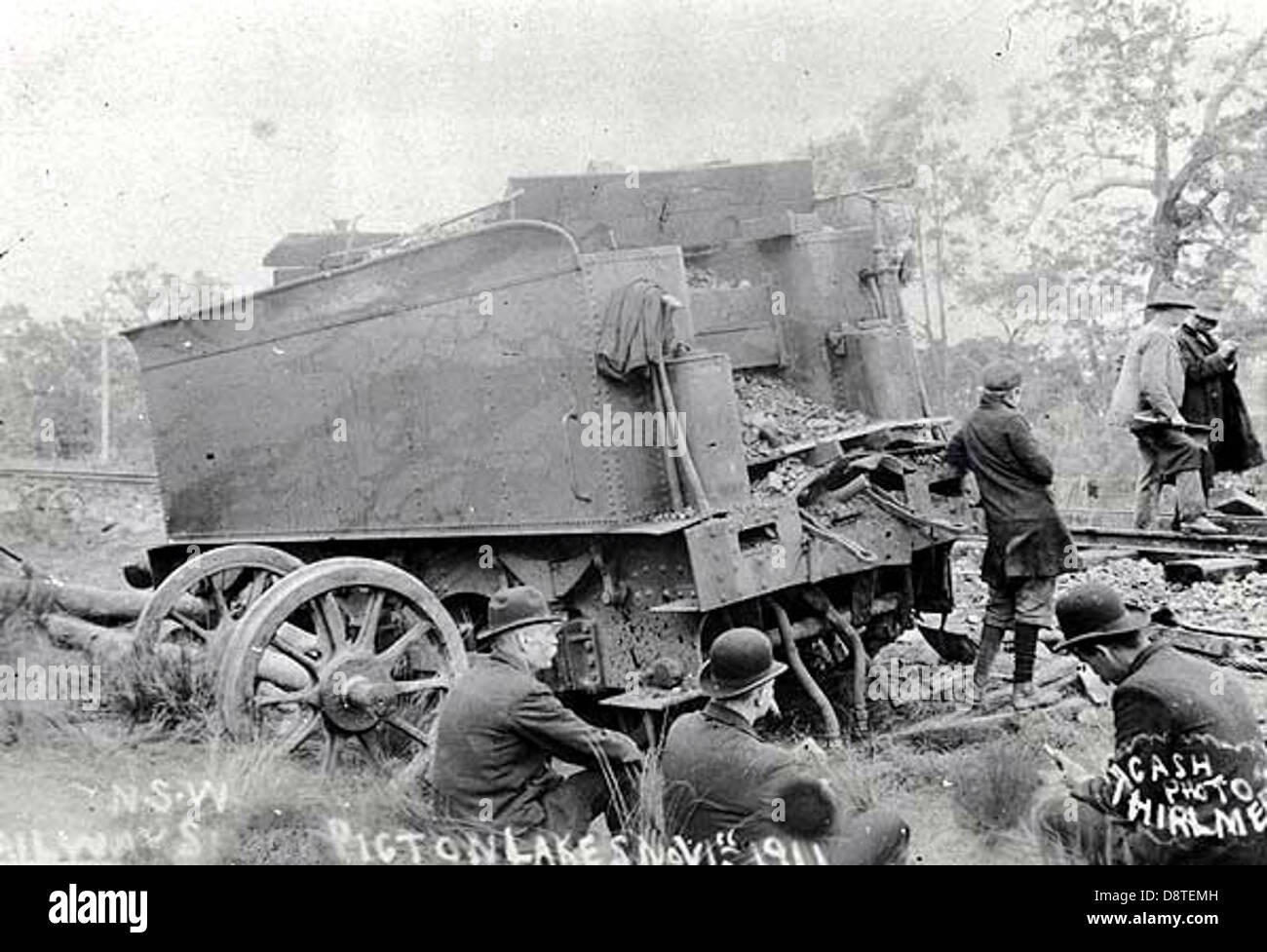 Train derailment Picton Lakes, 1911 Stock Photo