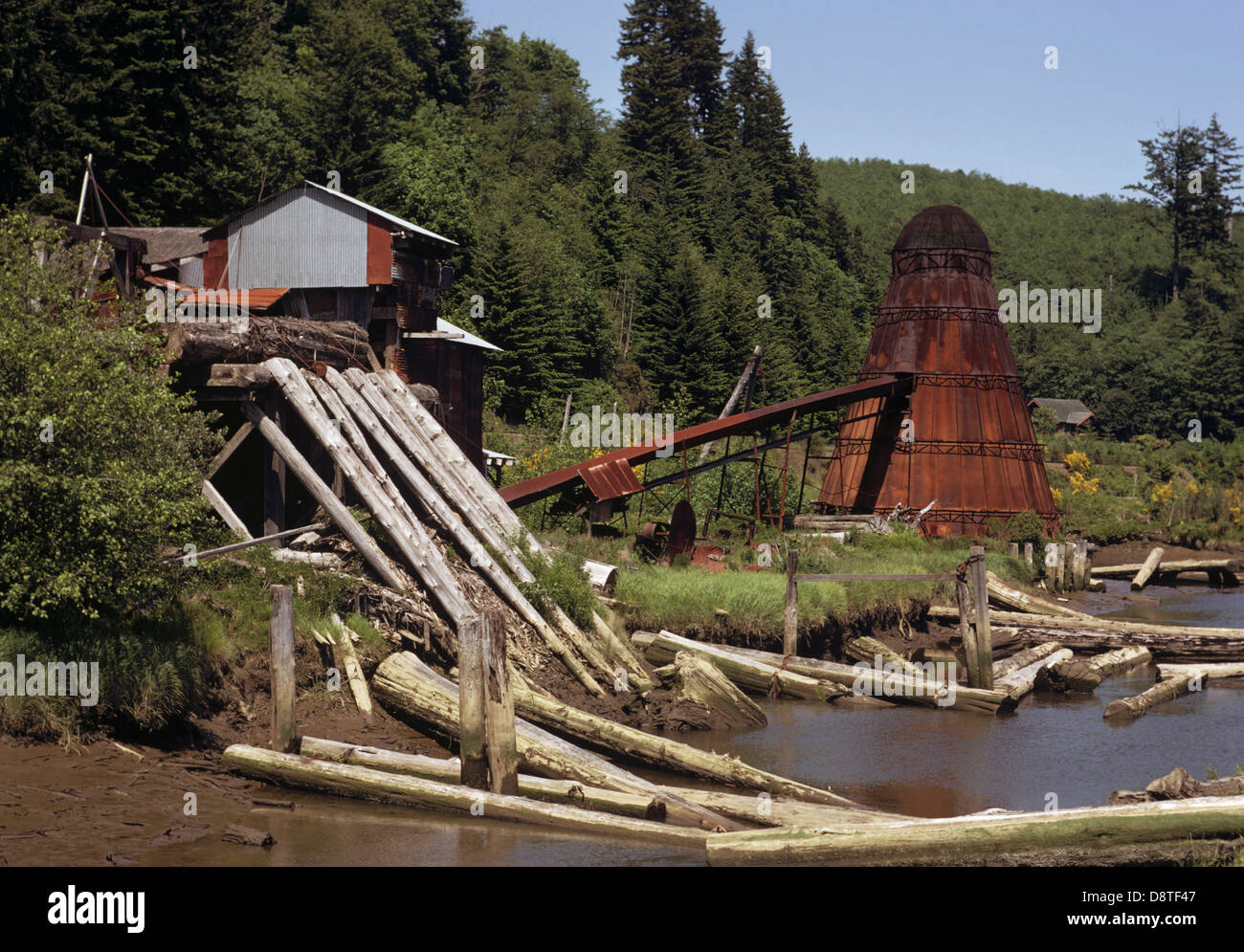 Shingle Mill and Wigwam burner, Cushman, OR 700600 025 Stock Photo Alamy