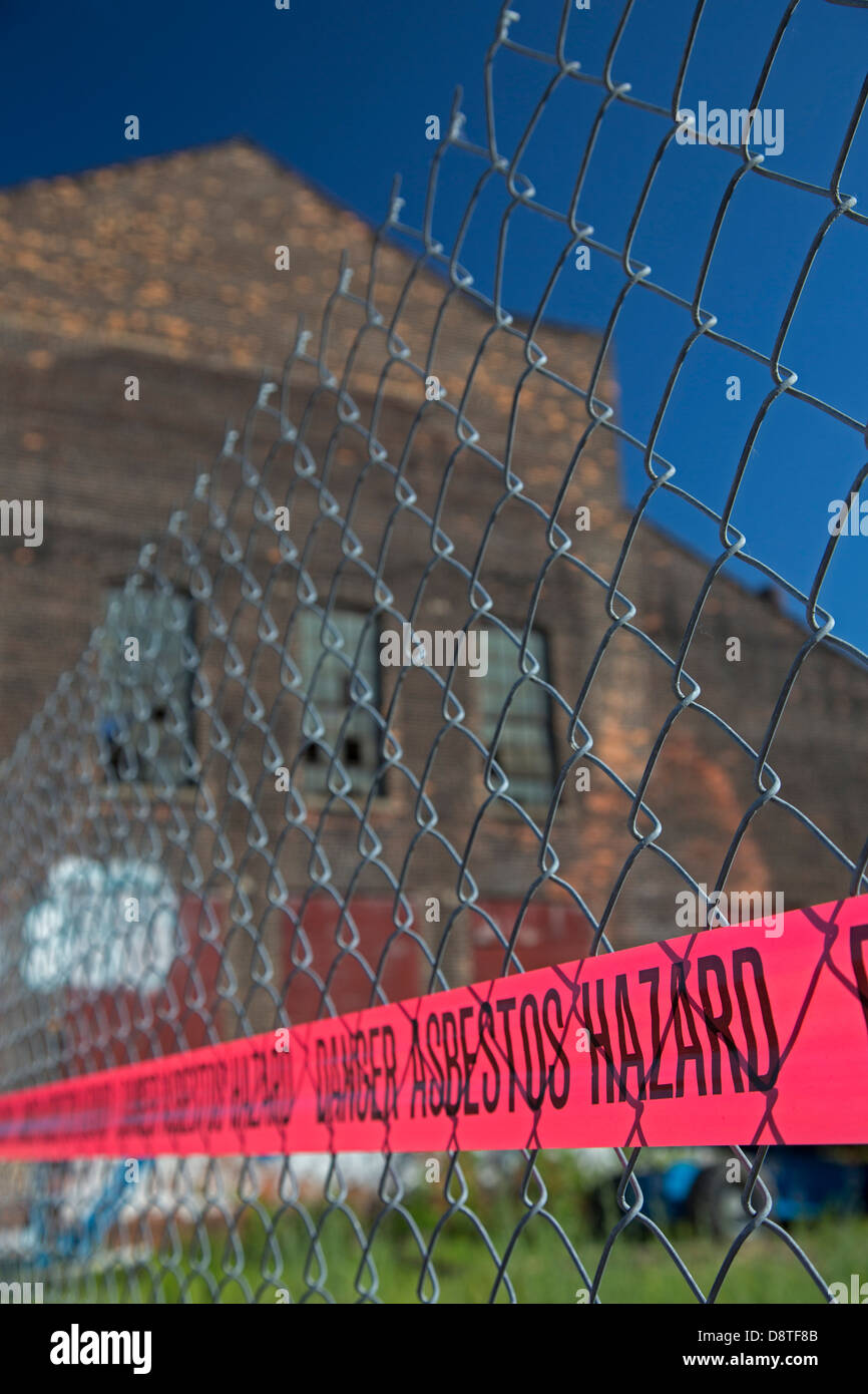 Asbestos Hazard at Old Factory Stock Photo