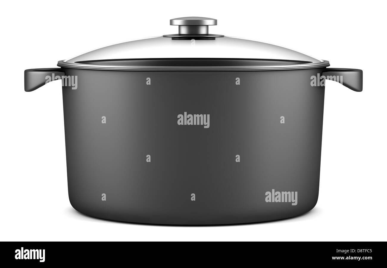 single black cooking pan isolated on white Stock Photo