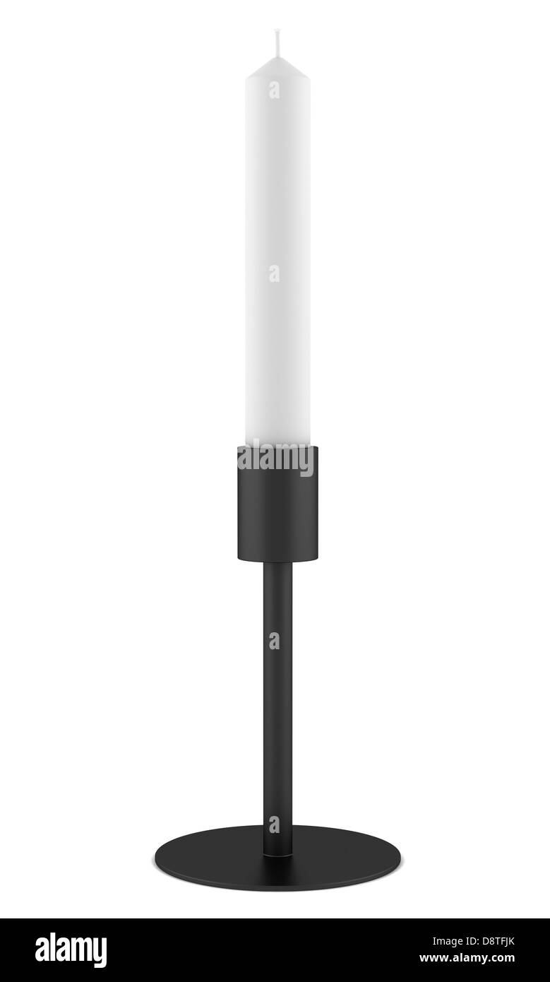 modern black candlestick with candle isolated Stock Photo Alamy