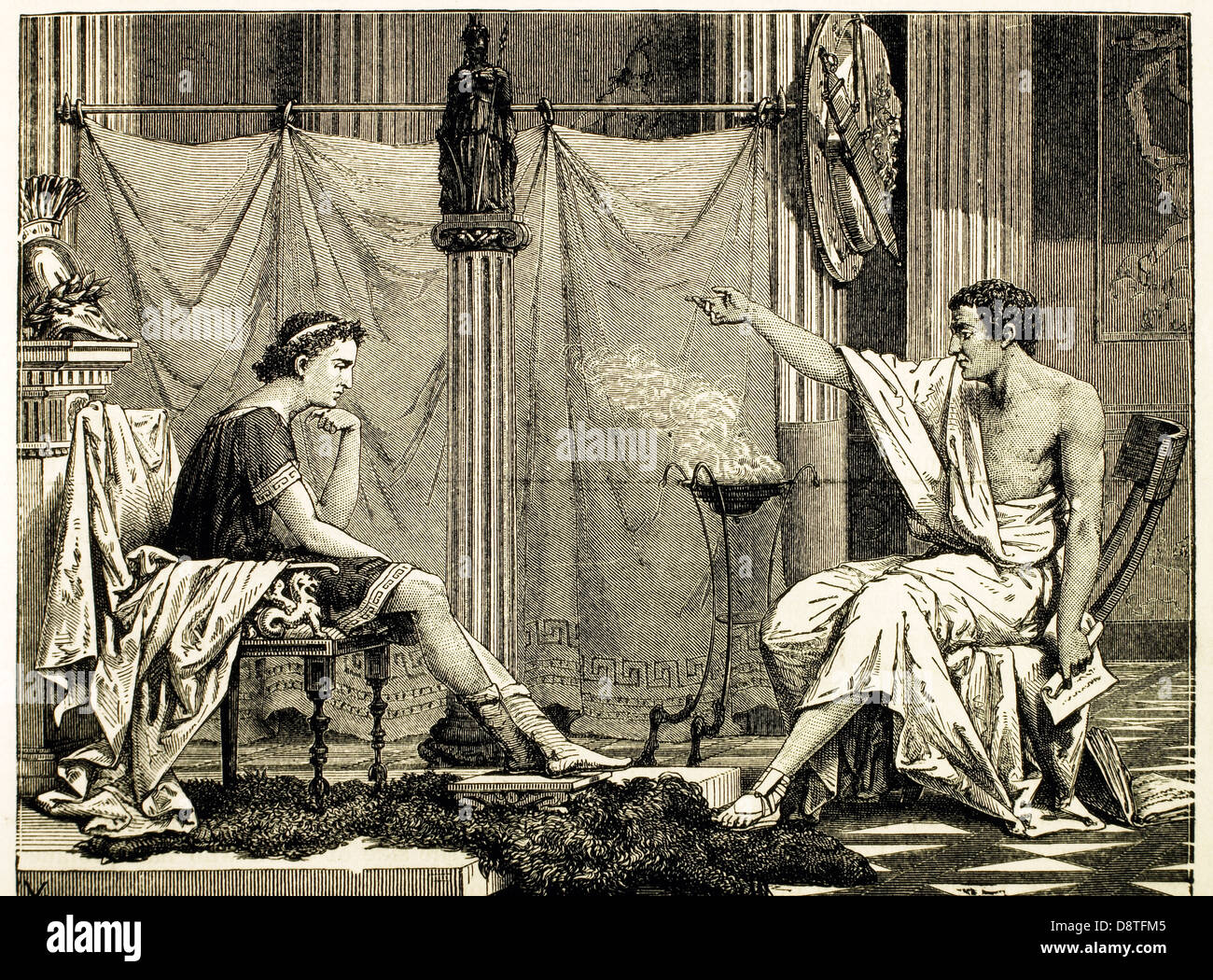 Aristotle and His Pupil, Alexander, Illustration, 1885 Stock Photo