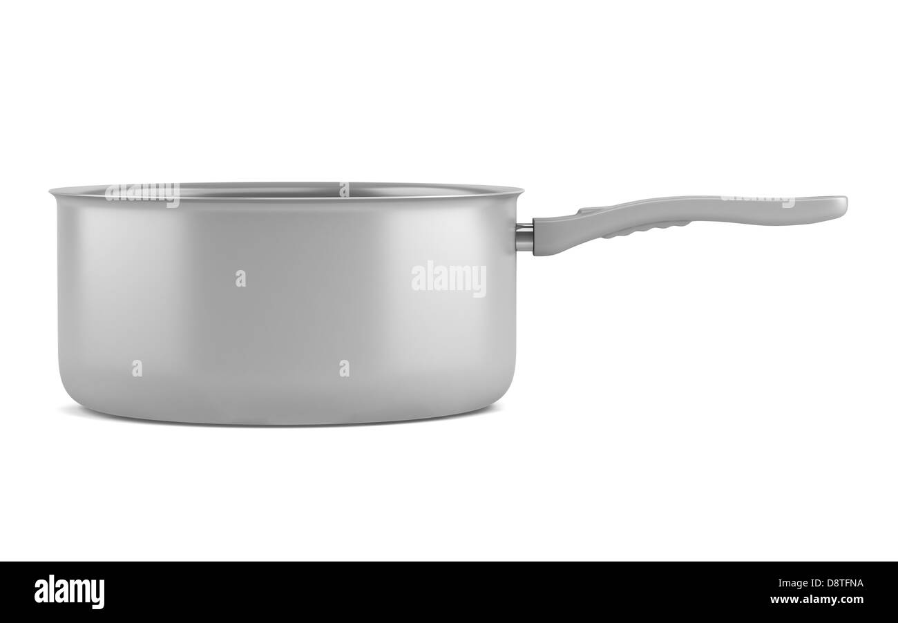 single gray cooking pot isolated on white Stock Photo - Alamy