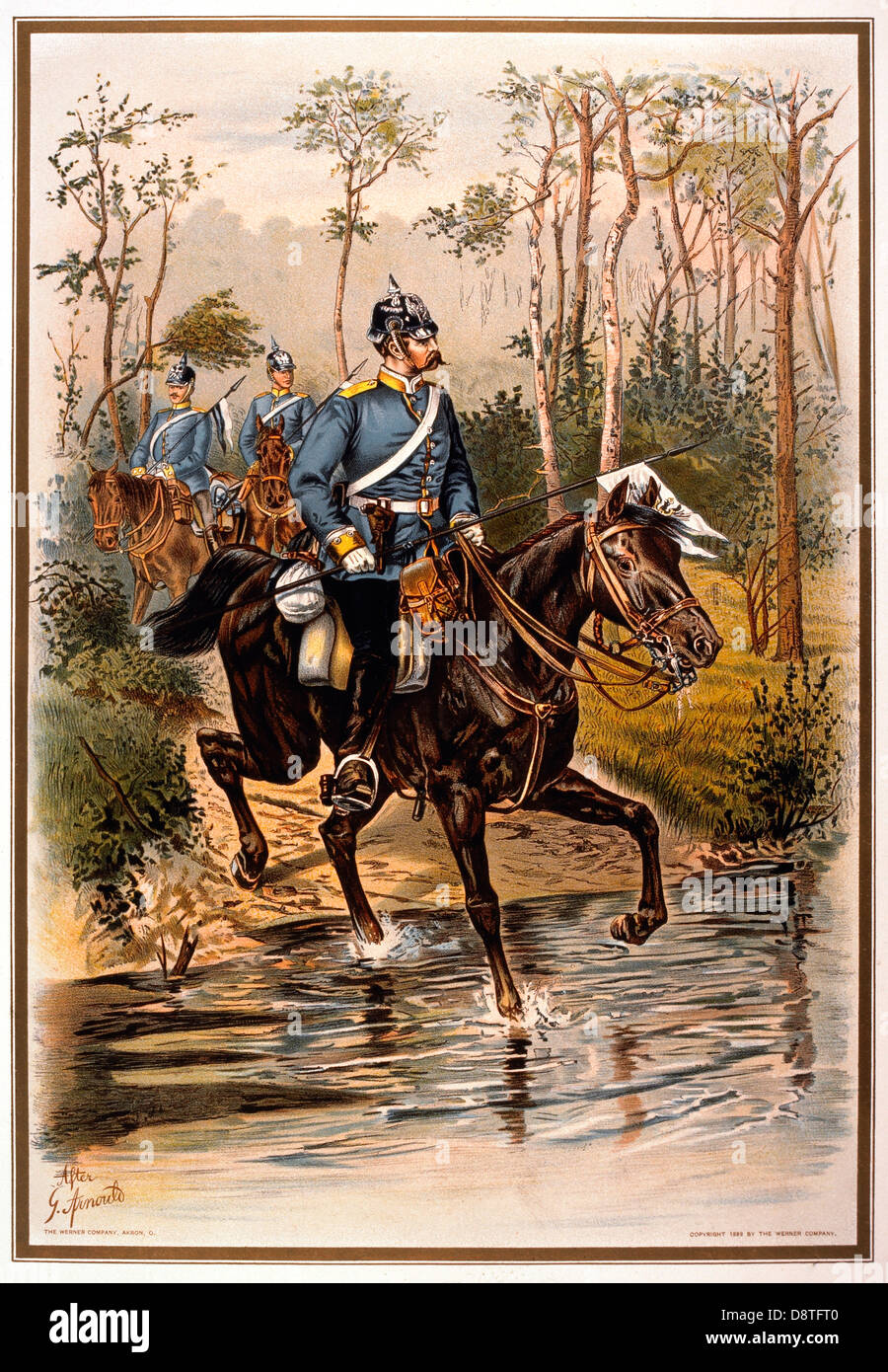 Cavalry Patrol, 16th Regiment of Dragoons, 2nd Hanoverian, Chromolithograph, 1899 Stock Photo