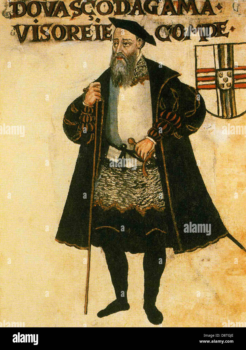 VASCO da GAMA (c 1460-1524) Portugese explorer from the c 1565 book Livro de Lisuarte de Abreu Stock Photo