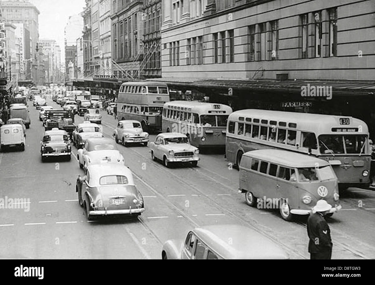 Buses replace trams, c.1962 Stock Photo
