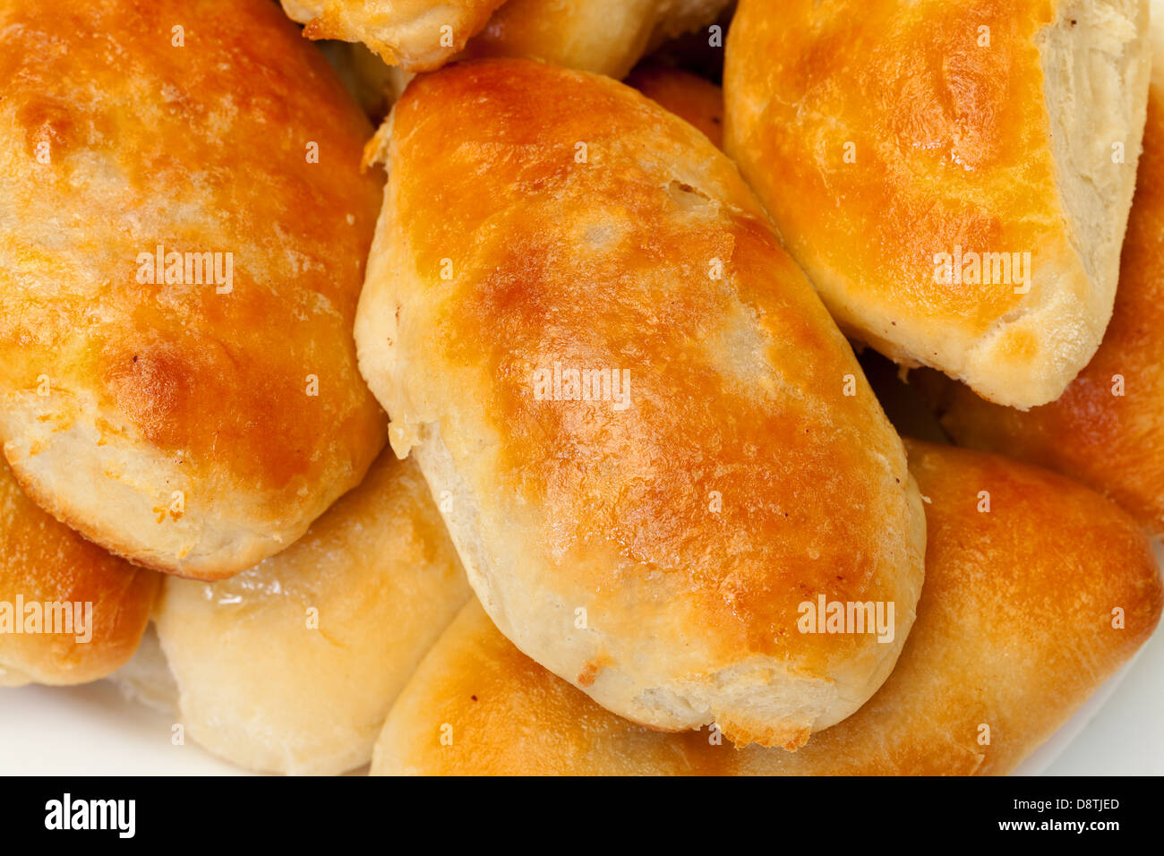 Baked patties on plate, closeup Stock Photo