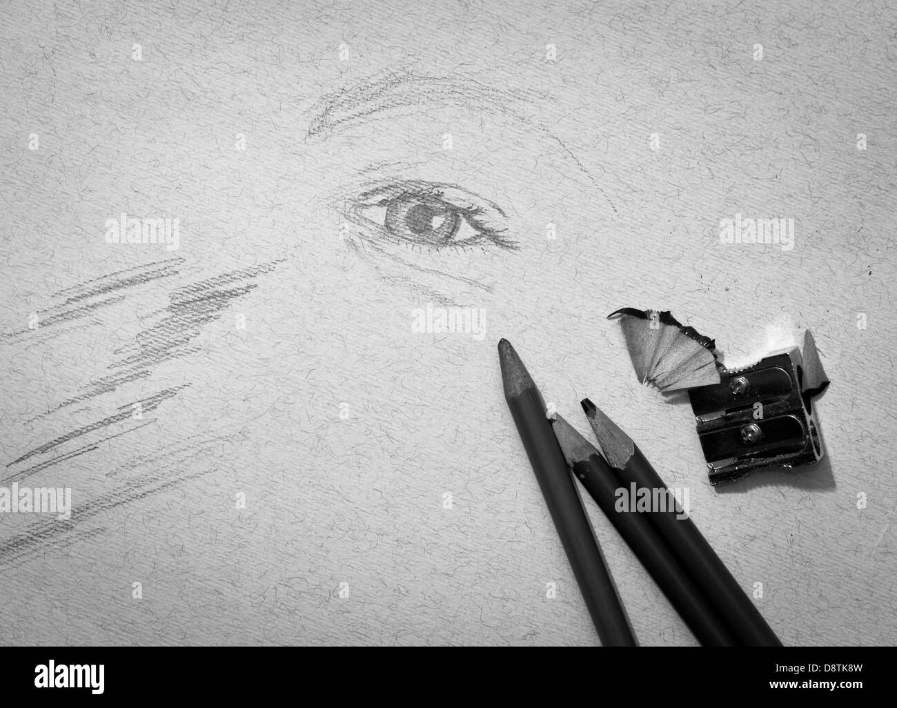 drawing of an eye with pencils Stock Photo Alamy