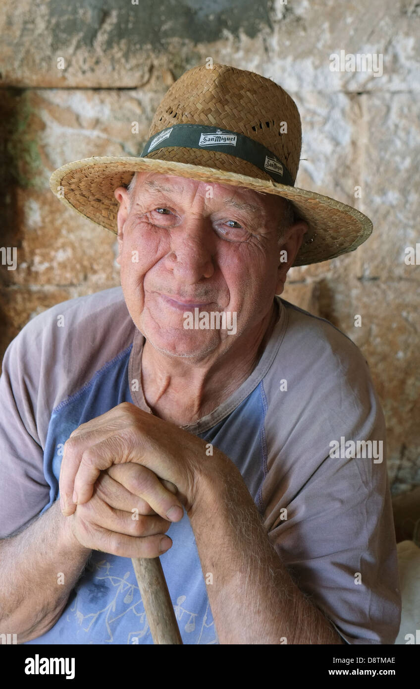 Menorcan farm worker with straw hat Stock Photo