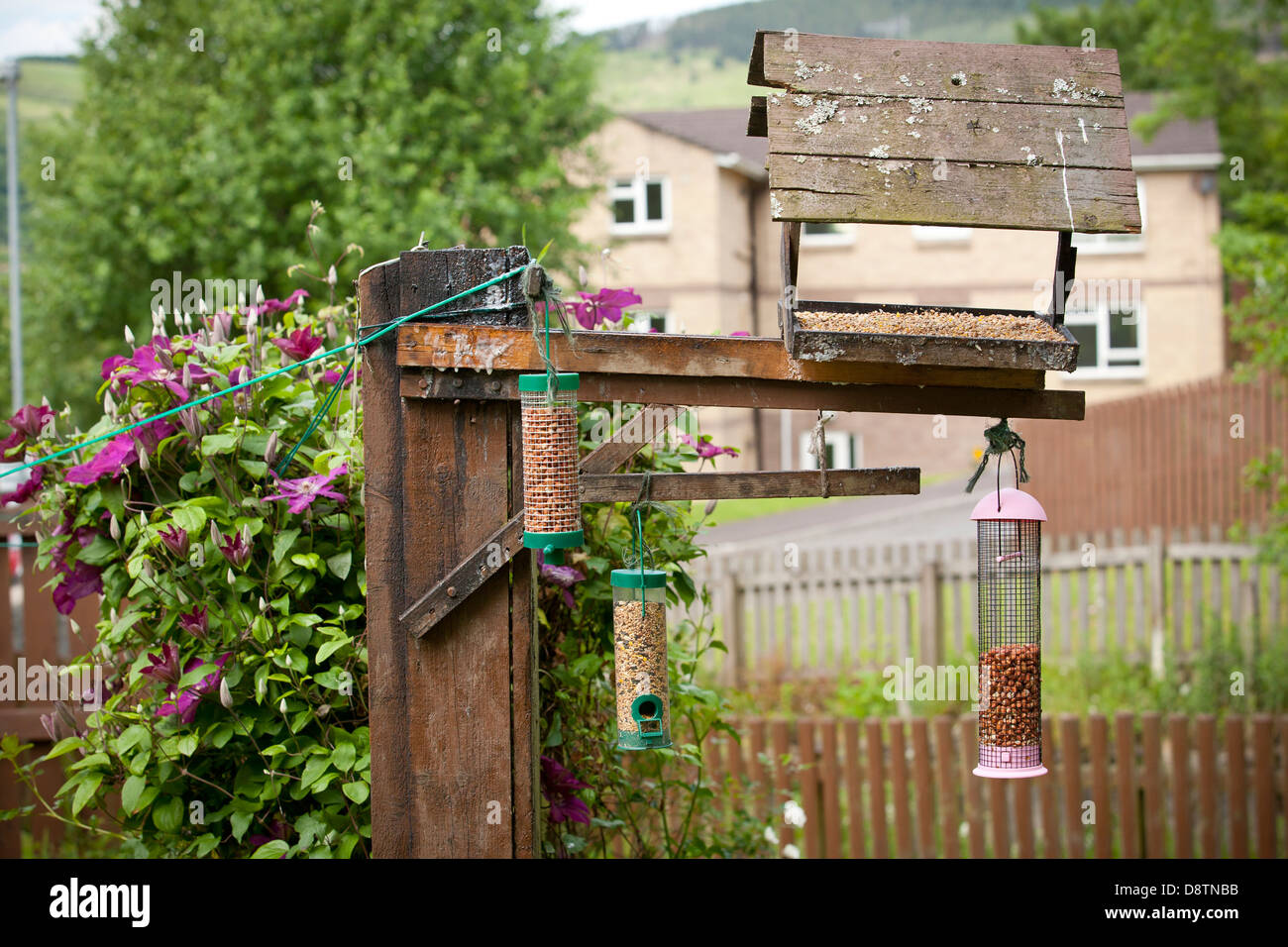 A bird house sits empty on a housing estate in Port Talbot South Wales Stock Photo