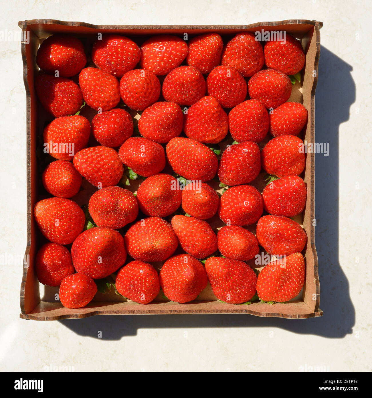 Box of strawberries Stock Photo
